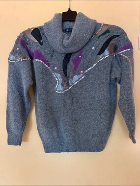 Vintage I.B. Diffusion Cowl Neck Sweater with Sequins Size S
